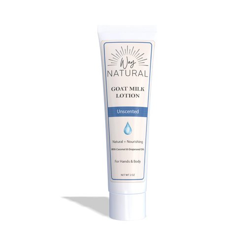 Way Natural Real Goat Milk Lotion, Unscented - Soothing, Creamy, Dry Skin Relief - Coconut & Grapeseed Oils - Goat Milk Hand Cream/Body Lotion - 2oz Tube