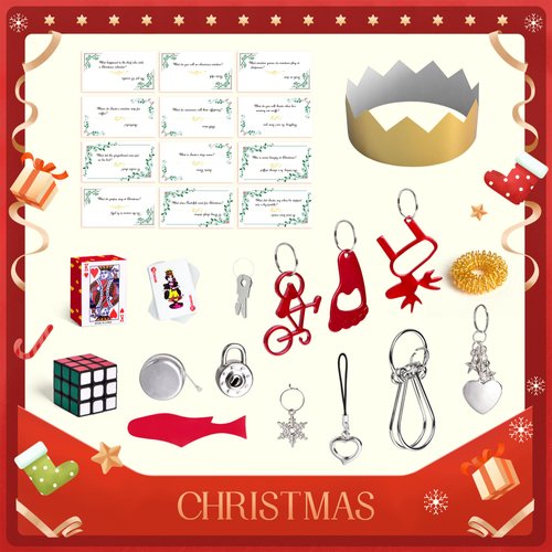 Christmas Crackers, 12 Pack Valentines No Snap Party Favors with Party Hat, Joke & Little Gift Inside for Christmas Thanksgiving Seasonal Holiday Dinner Traditions (Red and Green)