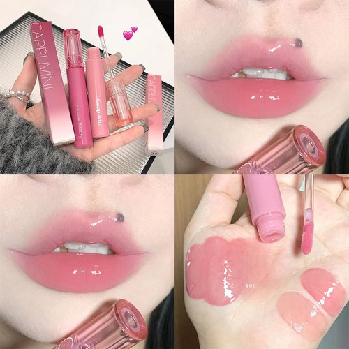 Baorder 6 PCS Hydrating Plumping Lip Gloss Tinted Lip Balm Set,Mirror Liquid Water Glow Lipstick,Long Lasting Waterproof Moisturizing Shimmer Jelly Lip Glaze