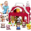 Aigybobo Farm Animals Big Barn Toys for 1 2 3 Year Old, Toddler Montessori Learning Toy, Farm Playset with Animal Figures and DIY Stickers, Christmas Birthday Gift for Baby Boys Girls Age 12-18 Months