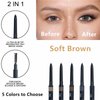 Go Ho Waterproof Brown Eyebrow Pen with Brush,Dual-sided Fine Tip Eyebrow Pencil,Natural-Looking Brows,Long Lasting,Draws Tiny Brow Hairs and Fills in Sparse Ultra-Fine Brow Pen,02 Soft Brown
