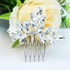 PTORIZNY Wedding Rhinestone Hair Comb Crystal Bride Hair Combs Silver Bridal Side Hair Combs Wedding Bride Hairpiece Hair Accessories for Women (Silver)