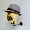 Wall Mounted Mannequin Head Wig Making Head Metal Head Wig Hat Glasses Display Hat Holder Rack Storage Wigs Show Display Stand (Gold)