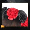 ANIUHL Day Of Dead Veil Halloween Rose Flower Crown Mexican Headband for Women