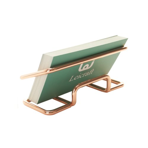 Leicraft Business Card Holder for Desk, Cute Metal Card Organizers and Office Desk Accessories for Men and Women (Rose gold)