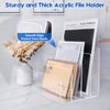4 Section Acrylic File Organizer, Clear Acrylic Desk Organizer and Accessories, Sturdy Acrylic File Folder Holder Sorter, Office Supplies for Mail Letter Paper Electronic Notebook
