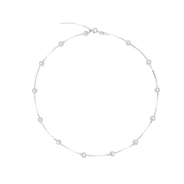 BURLAP LIFE 925 Sterling Silver Dainty Pearl Necklace for Women Freshwater Cultured White Pearl Jewelry Gifts for Her