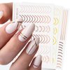 8 Sheets Line Nail Art Stickers Rose Gold Silver Metal Nail Stickers Nail Art Supplies 3D Metallic Curve Stripe Wave Lines Nail Decals French Nail Designs Accessories Striping Tape Wavy Nail Decor