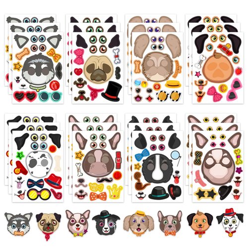 24 Sheets Dogs Make a Face Stickers Make You Own Dogs Stickers Animal Stickers for Kids, Birthday Gift Party Favors Supplies Teacher Art Craft, Games School Activity Reward