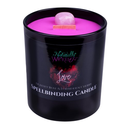 Naturally Wicked Spellbinding Love Candle with Crystal, Wood Wick & Gift Box