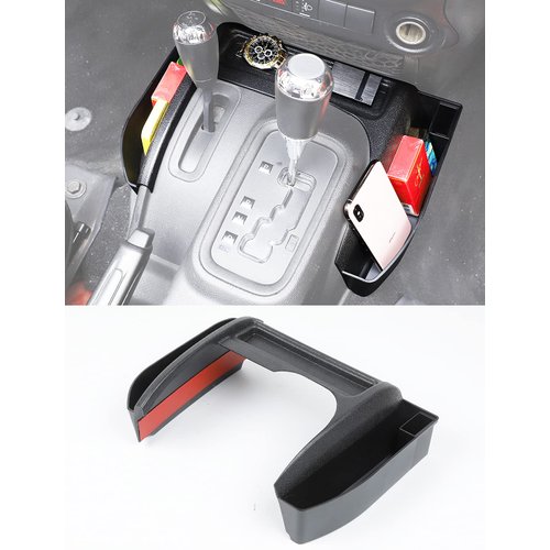 Savadicar GT-3 JK Shifter Storage Box, Gear Shift Console Side Tray Organizer for 2011-2018 Jeep Wrangler JK JKU, Interior Accessories, Reserved USB Charger Extender Slot, Black