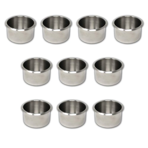DA VINCI Lot of 10 Drop in Stainless Steel Poker Table Jumbo Cup Holders 4 Inch Wide