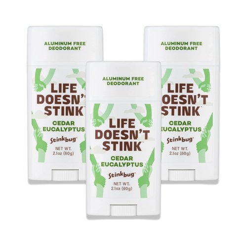 Natural Organic Deodorant Stick with Cedar Eucalyptus, Coconut Oil and Activated Charcoal, Aluminum Free Deodorant by Stinkbug Naturals, 2.1 Ounce Pack of 3
