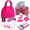 Little Girls Purse with Accessories, Toddler Toy Purse with Pretend Makeup, Play Purse Set for Little Girls Includes Handbag, Phone, Wallet, Keys, Birthday for Girls Age 3-5 4-6 6-8