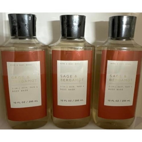 3 SAGE & BERGAMOT BATH BODY SHOWER GEL BODY WASH 10 oz