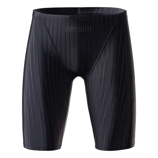 MY KILOMETRE Men's Swimsuit Jammer Solid Swim Jammers Endurance Long Racing Training Swimsuit Pure-Black