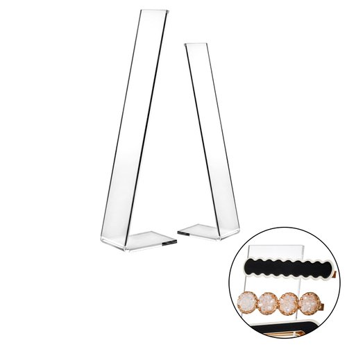 Suwimut 15 Pieces Acrylic Hair Clip Display Stand, Clear L-Shaped Hairpin Display Holder Barrette Display Stand Holder Hair Clip Organizer Stand Holder for Teen Girls, Transparent