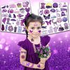89 PCS Funny Purple Temporary Tattoos Sticker Dark Purple Birthday Party Supplies Decorations Favors Celebration Gifts Boys Girls Baby Shower Adult Cute Tattoo School Prizes Reward Themed