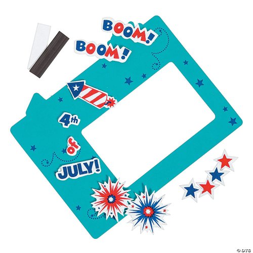 Fun Express 4th of July Picture Frame Magnet Craft Kit - Makes 12 - DIY Crafts for Kids