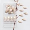 Medium Press on Nails French Almond Fake Nails Gold Butterfly False Nails Tip with Lines Designs Acrylic Nails Nude Pink Glue on Nails Reusable Artificial Nails Cute Stick on Nails for Women 24PCS
