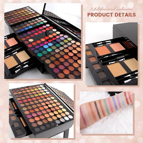 coliusa 190 Colors Professional Makeup Kit for Women Full Kit, Pallet,All In One Gift Set girls, include Eyeshadow/Facial Blusher/Eyebrow Powder/Eyeliner Pencil/Mirror/makeup brush(004N)