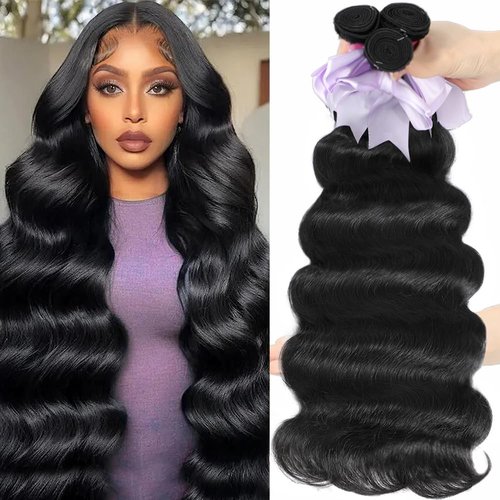 Body Wave Bundles Human Hair 12A Human Hair Bundles 16 18 20 Inch Bundles Human Hair Body Wave 3 Bundles 100% Unprocessed Brazilian Virgin Hair Extensions Natural Color
