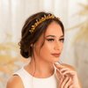 Formery Yellow Crystals Headband Gold Sparkle Flowers Crystal Beads Hair Band Party Prom Wedding Handmade Floral Beads Headpiece for Women and Girls