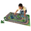 Peaceable Kingdom Puzzle & Play: Race Day - Floor Puzzle for Kids Ages 3 and Up - Includes 3 Wooden Vehicles to Zoom Around The Race Track Puzzle for a Double Dose of Fun - Measures 26” x 36”