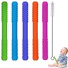 Hollow Teething Tubes Toys for Babies Girls Boys, 5 Pack Silicone Baby Teether Toy Tube for Infants with Nursing Biting Chewing, Chew Straws for Toddlers 6-12 Months (Style A)