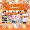 62pcs Orange Birthday Decorations Orange Happy Birthday Banner Balloons Arch Kit Star Foil Balloons Orange Birthday Backdrop Tablecloth Halloween Fall Thanksgiving Birthday Decoration Supplies
