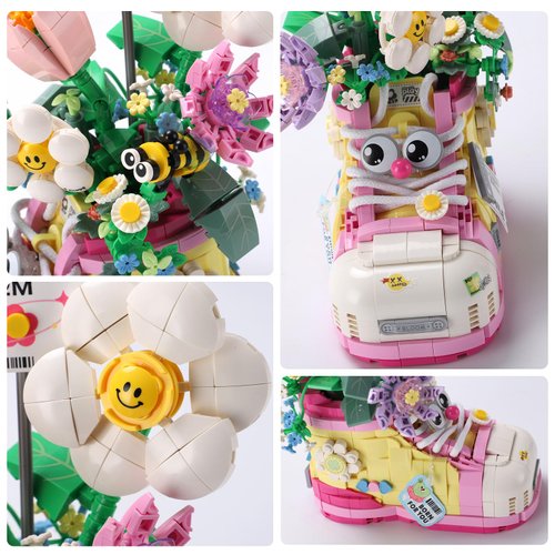 RSDHFLY Flower Bouquet Building Sets,Creative Bonsai Flowers Bouquet Building Kit,Building Blocks Set for Adults and Kids