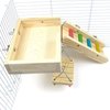 Wooden Platform Ladder Stand Swing Climbing Biting Toy for Mouse Chinchilla Rat Gerbil and Dwarf Hamster Climbing Toy (M)
