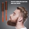 Patelai 2 Pcs Boar Bristle Round Brush Small Round Hair Brush Styling Roller Brush Anti Static Quiff Mini Comb with Wooden Handle for Blow Drying Straightening Curling Wet Thin or Short Hair