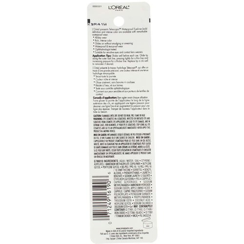 L'Oreal Telescopic Waterproof Precision Liquid Eyeliner, Black [800] 0.06 oz (Pack of 2)