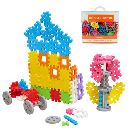 Mario-Inex Mini Waffle Block Construction Playset for Kids- 140 Rainbow Interlocking Puzzle Pieces- Mom’s Choice Award Winner-STEM STEAM Building Montessori Toys for Boys and Girls 3+