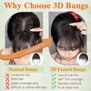 KPROYU Human Hair Toppers For Women Real Human Hair 3D French Bangs Hair Clip(6 * 8) 360° Cover Clip In Bangs Real Human Hair (Natural Black) Hair Topper With Bangs Hair Clip Human Hair