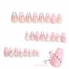 IMSOHOT Press on Nails Almond Fake Nails Medium Pink French Tips False Nails Cute Bow Glossy Acrylic Stiletto Nails Full Cover Glue on Nails for Women Girls 24 Pcs