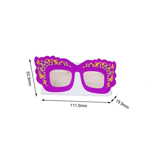 Qixivcom 20 Pcs Eyelash Paper Box Holder Cute Glasses False Eyelashes Packaging Case Empty Eyelashes Storage Box with Plastic Trays 25mm Mink Lashes Box Cosmetic Container for Beauty Salon,Pink+Purple