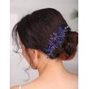 Teyglen Crystal Bride Wedding Hair Comb Bridal Blue Rhinestone Hair Pieces Hair Jewelry Simple Red Black Pink Headpieces for Bride Women Girls