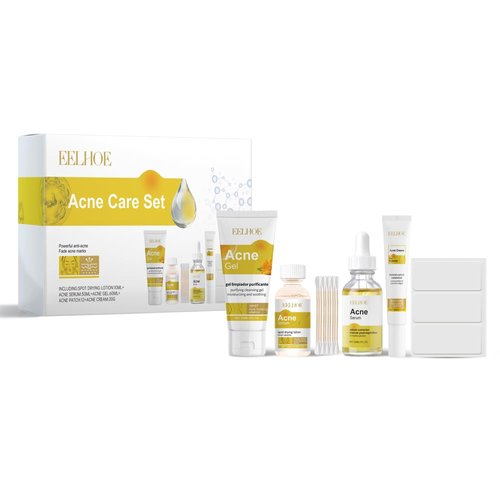 Acne Care Set - Complete Anti-Acne Kit with Cleansing Lotion, Spot Treatment, and More, 60ml+30ml+10ml+20g+12 Pieces
