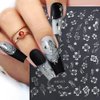 6pcs Camellia Tulip Flower Nail Stickers for Nail Art Black White Flower Nail Decals 3D Bow Nail Stickers for Women Floral Bow Stickers for Nails Camellia Tulip Nail Art Stickers Spring Nail Supplies
