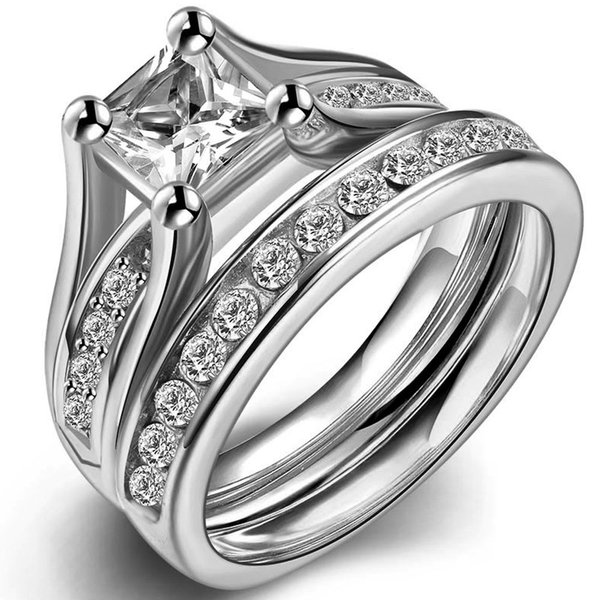 Jude Jewelers Stainless Steel Princess Cut Wedding Engagement Ring Set Anniversary Propose Eternity Bridal Halo (8)