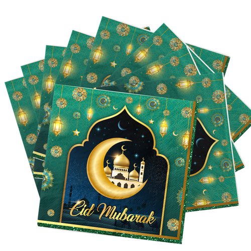 Eid Mubarak Party Supplies-40pcs Eid Mubarak Napkins Decorations,Muslim Ramadan Paper Napkins for Muslim Eid Al-fitr Party Eid Mubarak Dinner Decoration