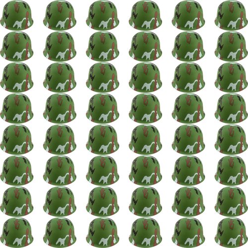 Cotiny 48 Pack Kids Army Helmets Plastic Camouflage Hats Soldier Costume Caps for Children Hallow...
