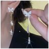 Sttiafay Vintage Crystal Butterfly Earrings Long Rhinestone Dangle Earrings Gold Chain Tassel Earrings Cz Butterfly Stud Earrings Jewelry for Women