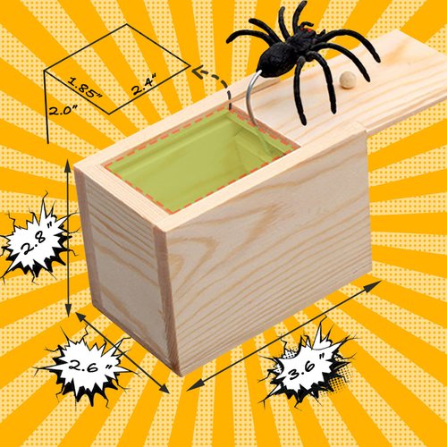 Jishi Spider Box Prank Toy Gag Gift Funny White Elephant Gifts for Adults, Wooden Christmas Birthday Surprise Gift Box Toys for Kids Teens Boys 6-8-12, Hilarious Stocking Stuffers for Adults Men Women