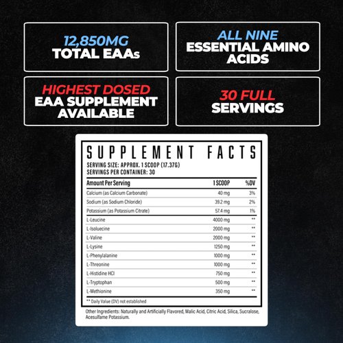 Huge EAA Supplement, Highest Dosed Essential Amino Acids Powder, 12.85g EAAs & 8g BCAAs Per Serving, Maximize Muscle Growth, Recovery & Performance (Bomb Popsicle, 17.73 Oz.)