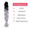Ombre Braiding Hair Extensions 3 Pack/24 Inch Color Braiding Hair Fiber Crochet Hair for Box Braids Senegal Twist Hair Extensions for Women and Girls (24 Inch, Black/Gray)