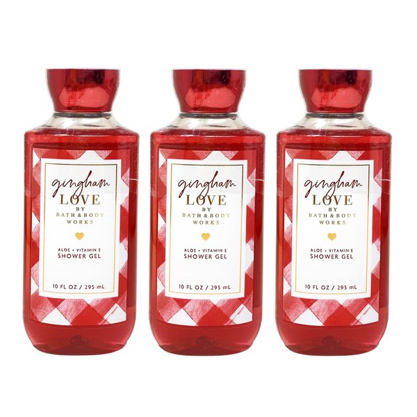 Generic Bath and Body Work GINGHAM LOVE 3 Piece Aloe + Vitamin E Shower Gel Gift Set - 10 fl oz / 295 mL each