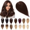 SEGO Human Hair Toppers for Women With Thinning Hair 7 * 13CM Silk Base 100% Real Human Hair Clip in Top Wiglet Hair Pieces -6 Inch No Bangs Dark Brown